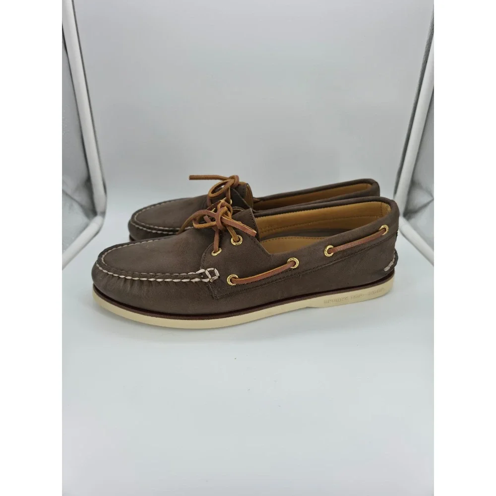 Sperry Gold Cup Authentic Original Brown Leather Boat Shoes Mens Size 9.5 Preppy
